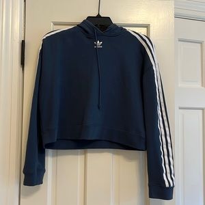 Adidas dark blue cropped hoodie in size XS
